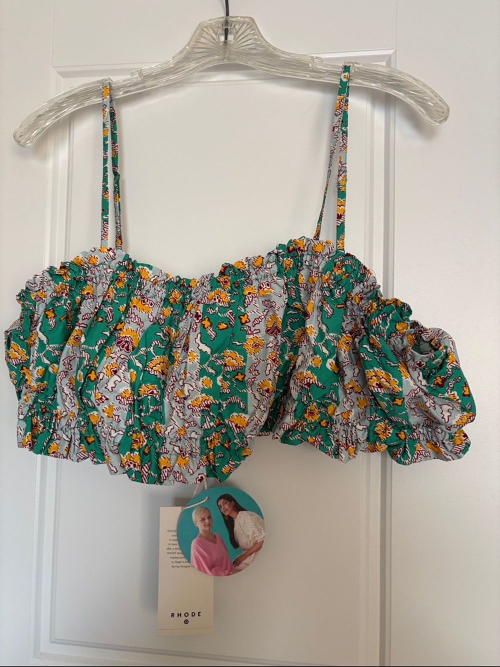 RHODE x Target Green Floral Ruffle Crop Top Size XXL